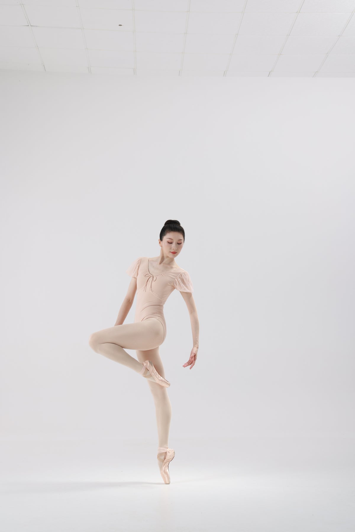 Shell Pink Mesh Puff Sleeve Ballet Leotard product image 2