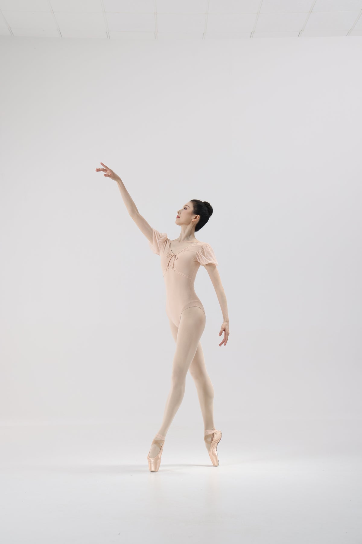 Shell Pink Mesh Puff Sleeve Ballet Leotard product image 3