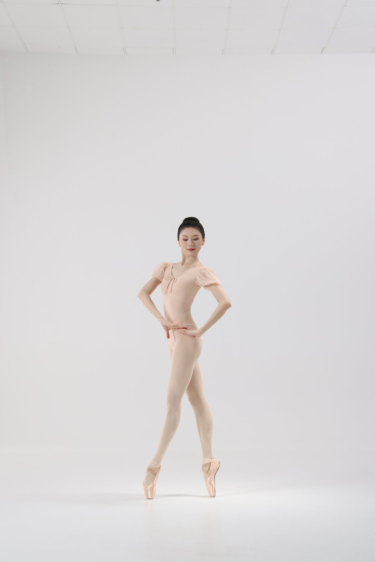 Shell Pink Mesh Puff Sleeve Ballet Leotard product image 4
