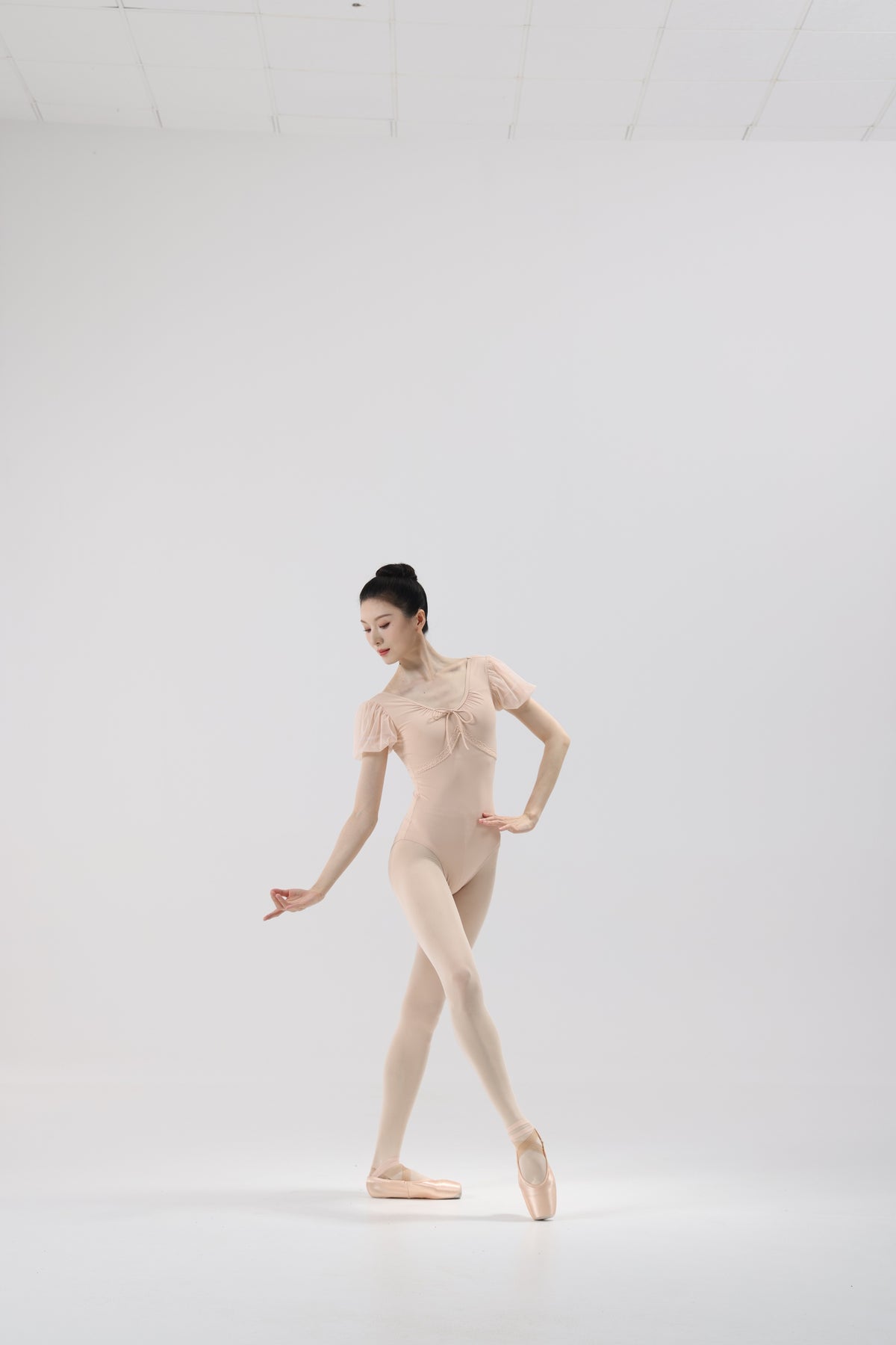 Shell Pink Mesh Puff Sleeve Ballet Leotard product image 7