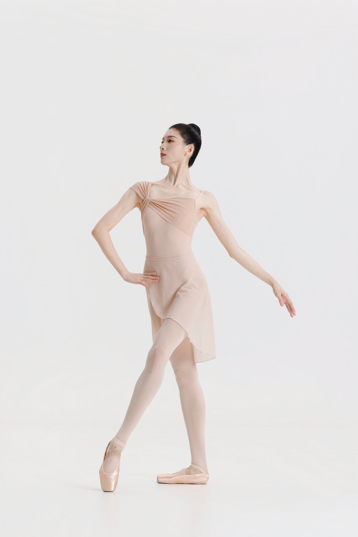 Peach Pink Asymmetric Strap Ballet Leotard product image 2