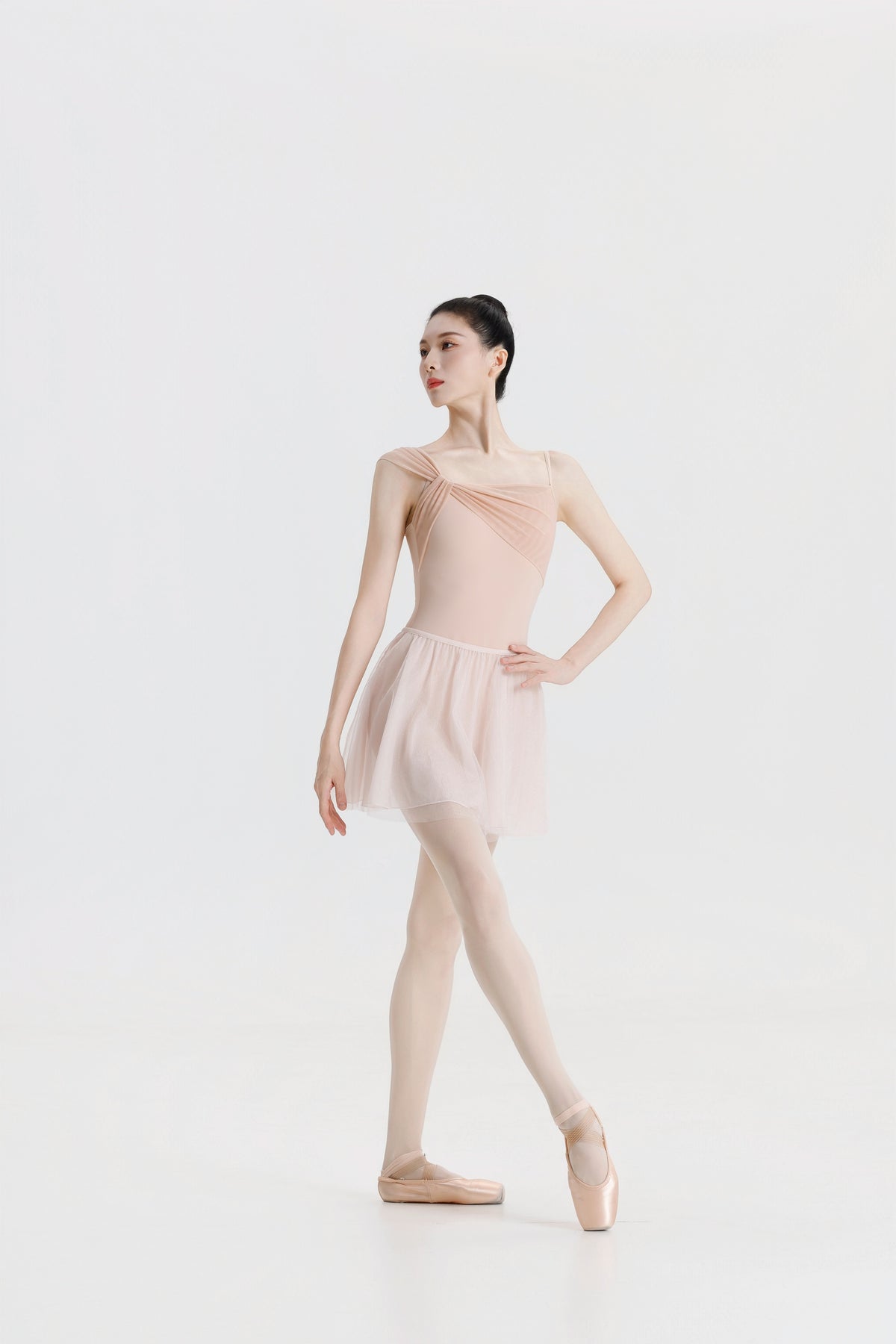 Peach Pink Asymmetric Strap Ballet Leotard product image 10